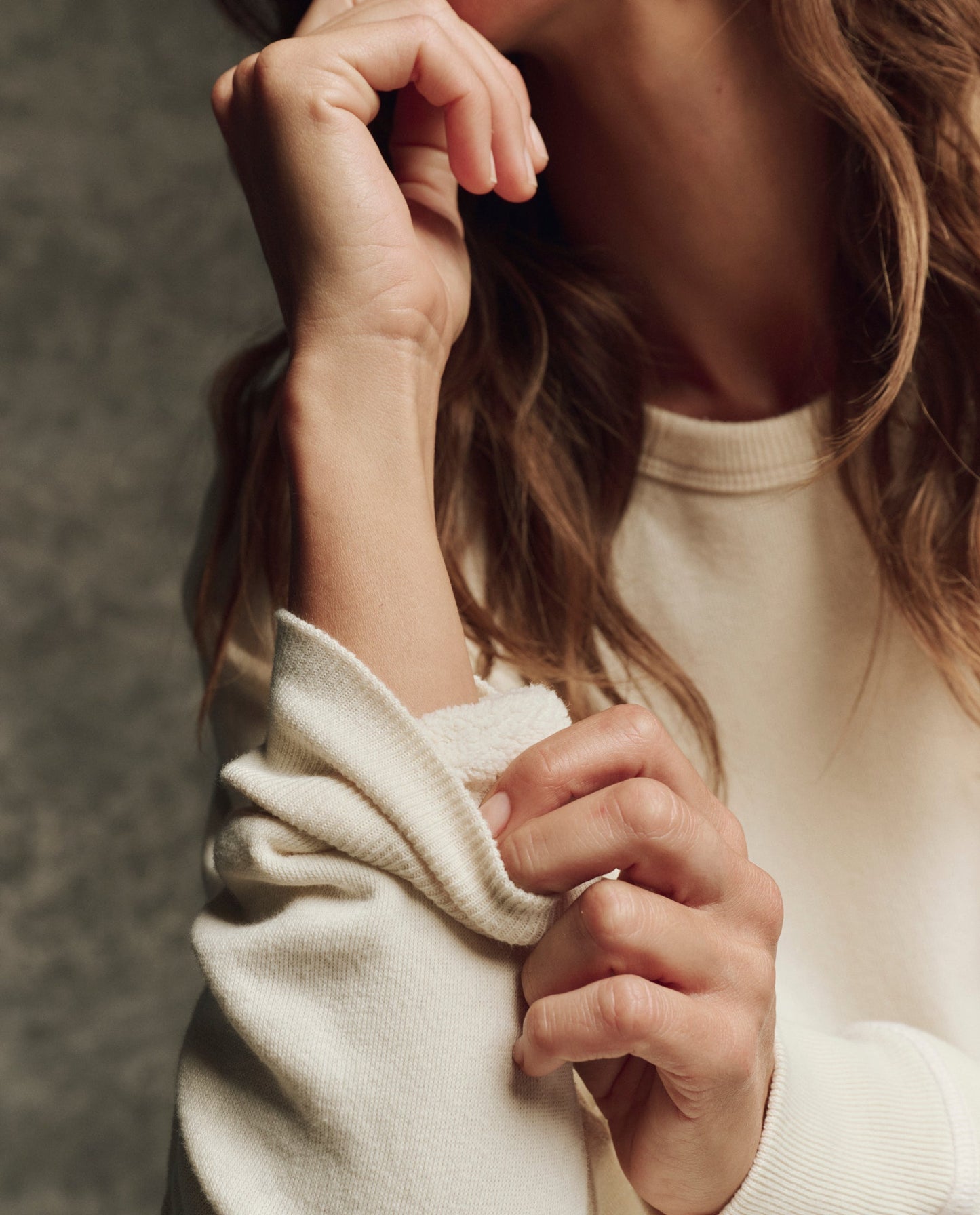 The Fleece College Sweatshirt. Solid -- Washed White