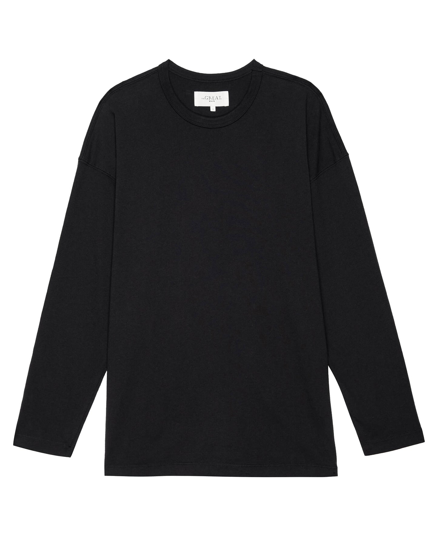 The Men's Pure Knits Long Sleeve Boxy Crew. Solid -- Almost Black