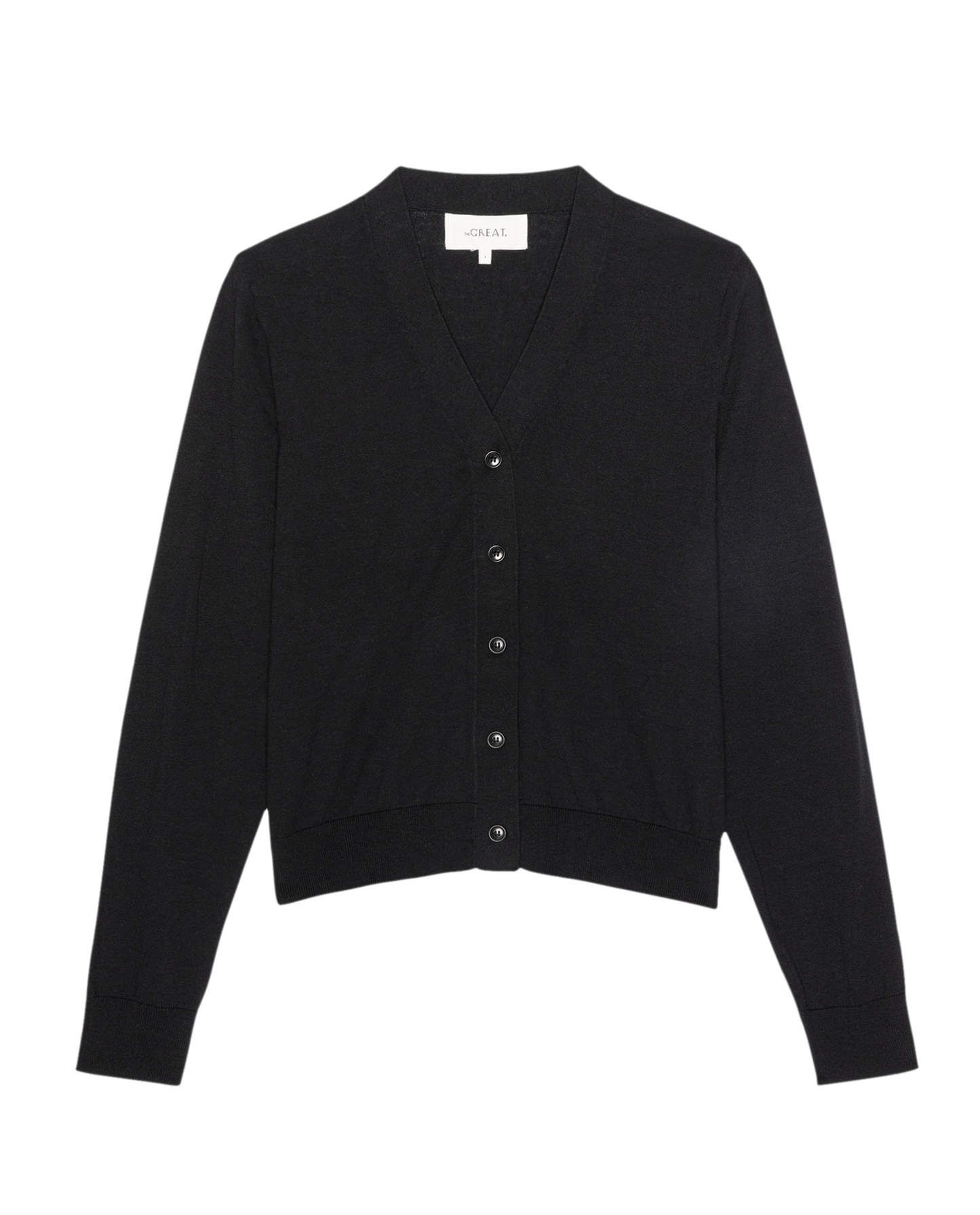 The Shrunken V Neck Cardigan. -- Black