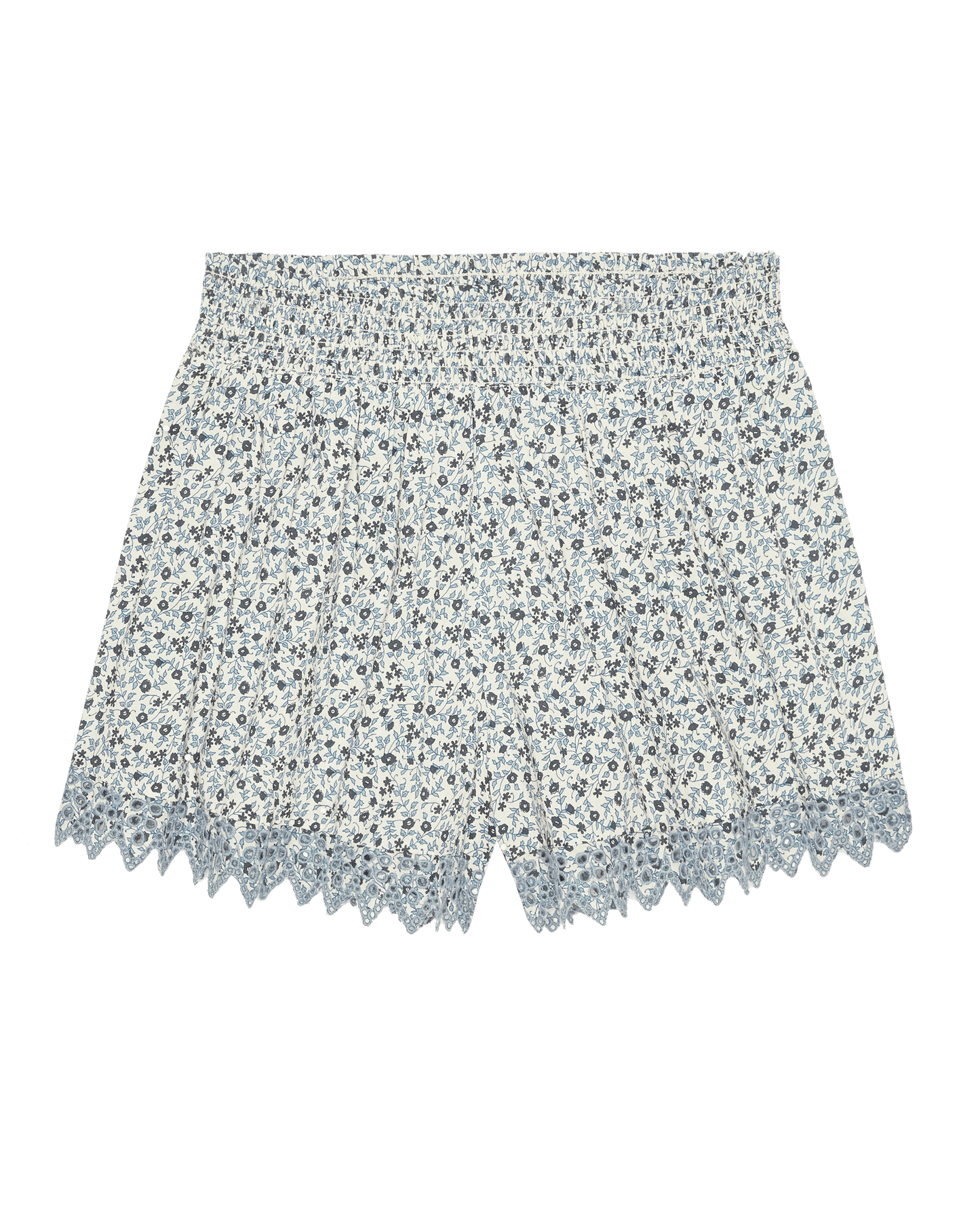 The Smocked Eyelet Short. -- Bluebell Ditsy