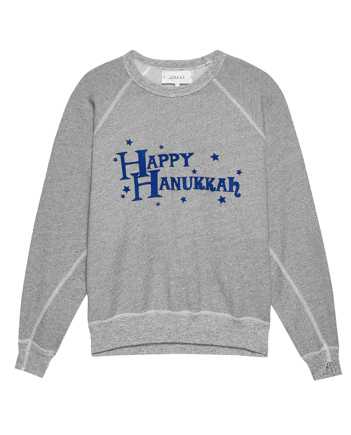 The College Sweatshirt. Graphic -- Varsity Grey with Hannukah Graphic
