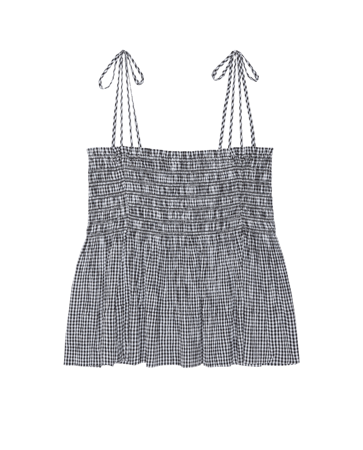 The Tide Smocked Top. -- Black And Cream Check