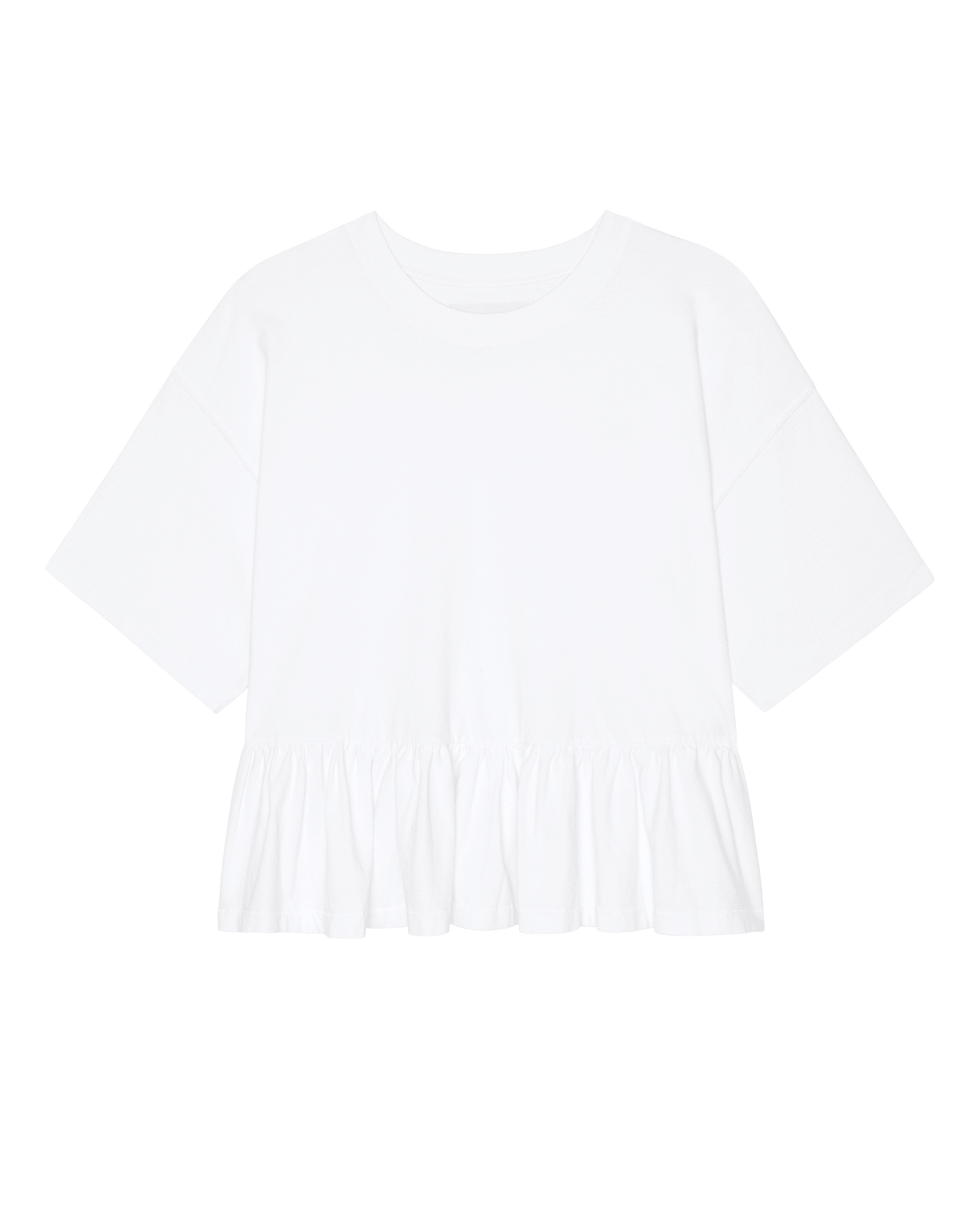 The Oversized Ruffle Peplum Tee. -- True White