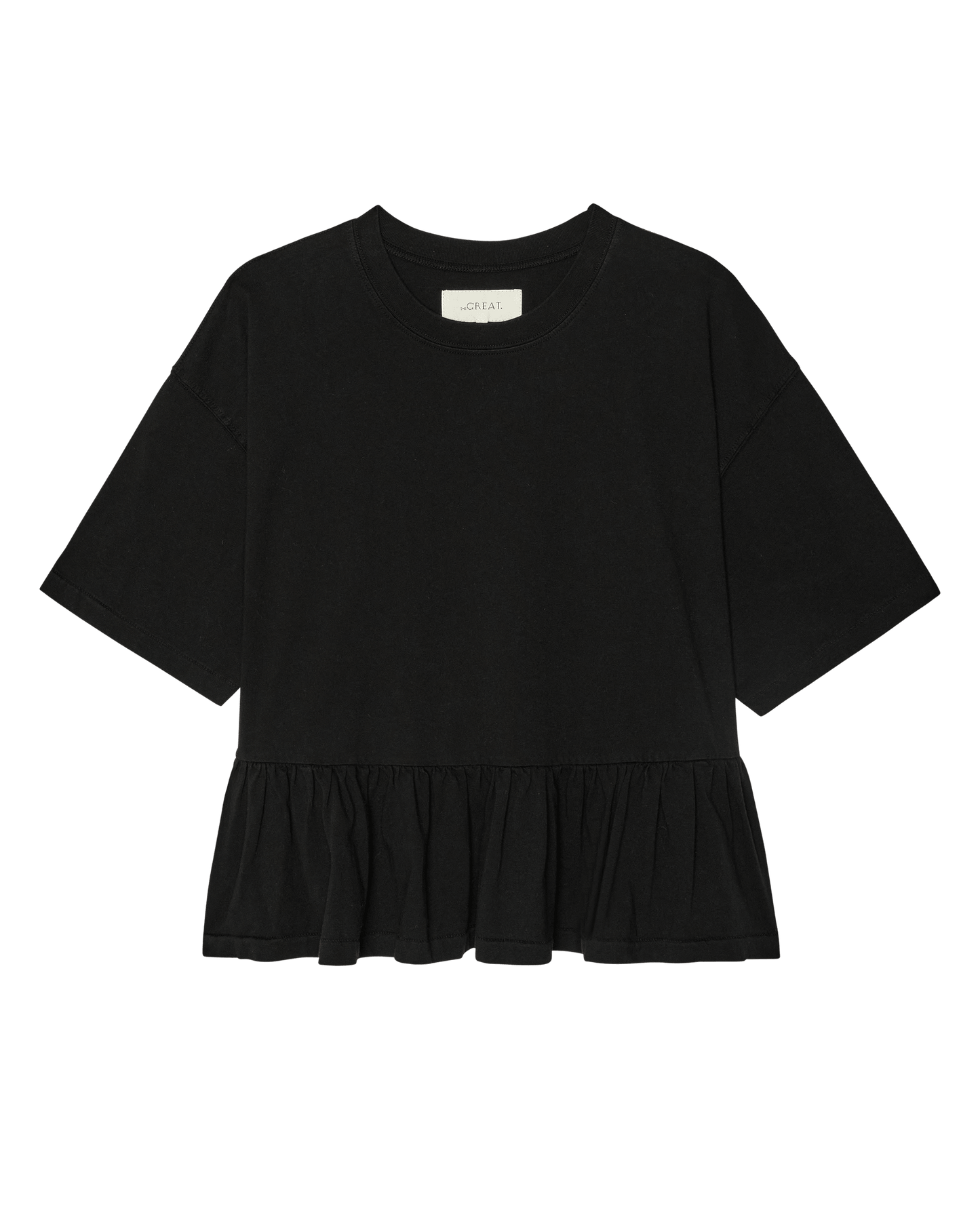 The Oversized Ruffle Peplum Tee. -- True Black