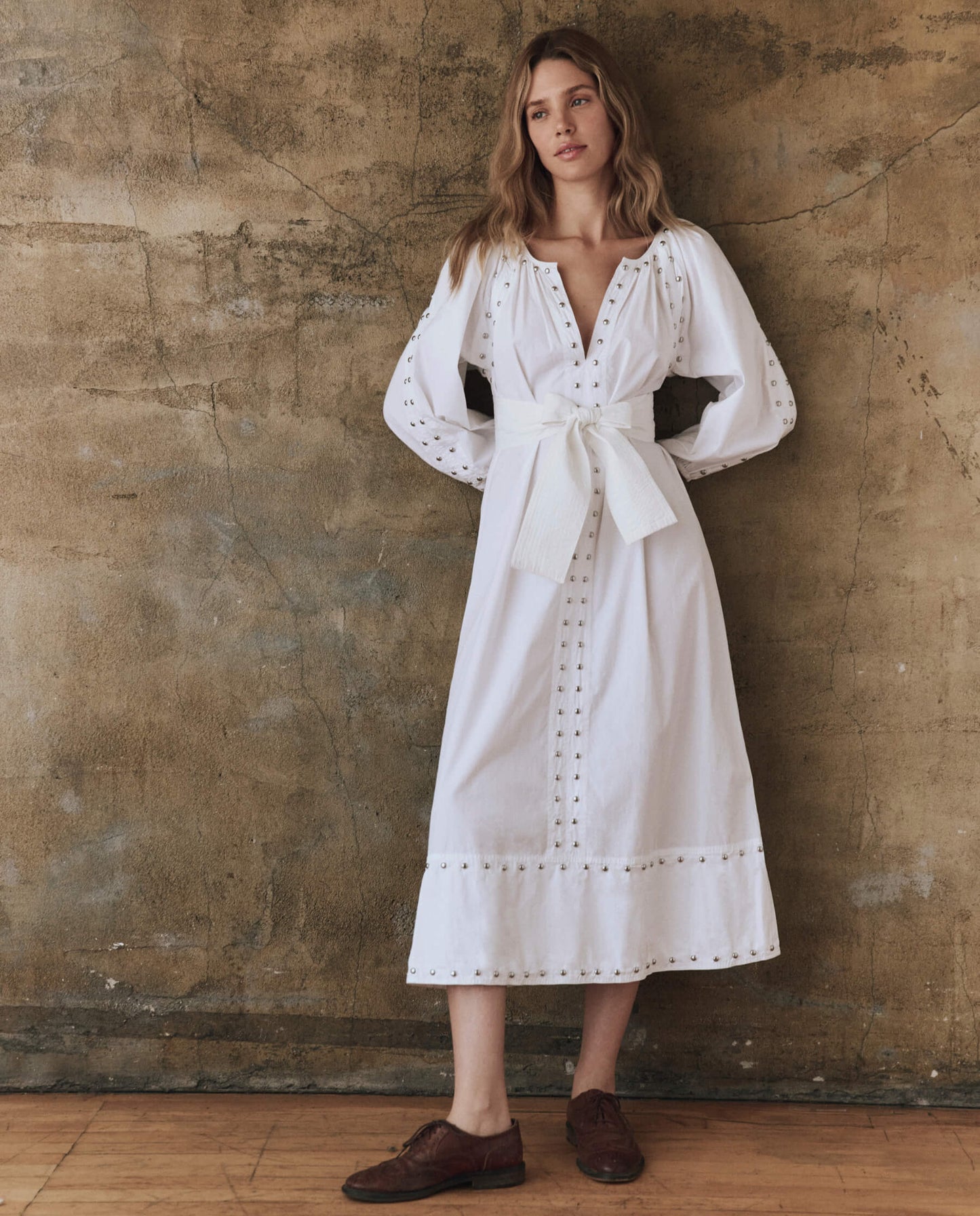 The Bodega Dress with Studs. -- White