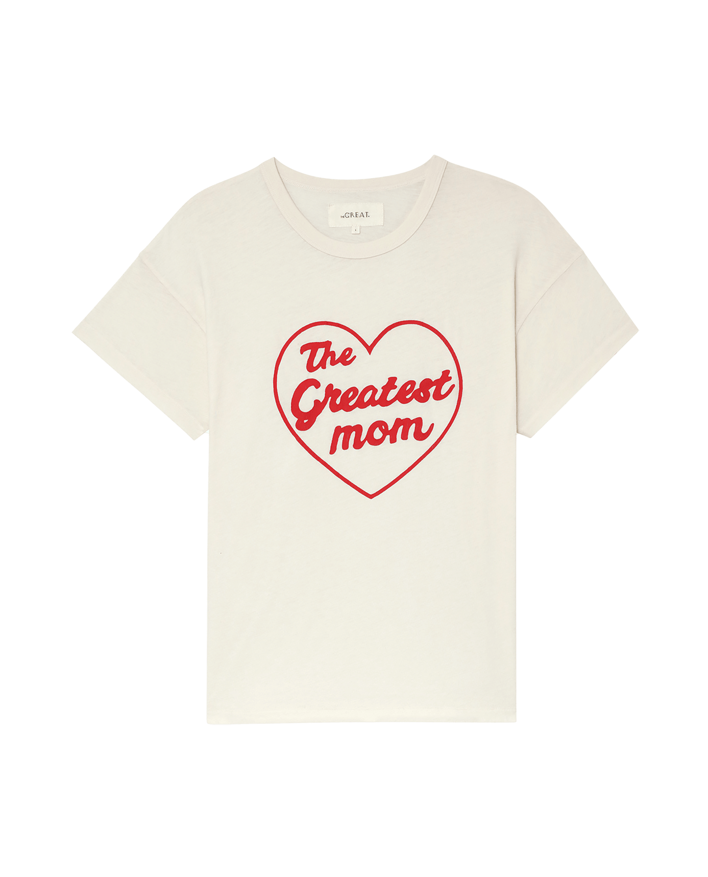 The Boxy Crew. Graphic -- Washed White with  est Mom Graphic