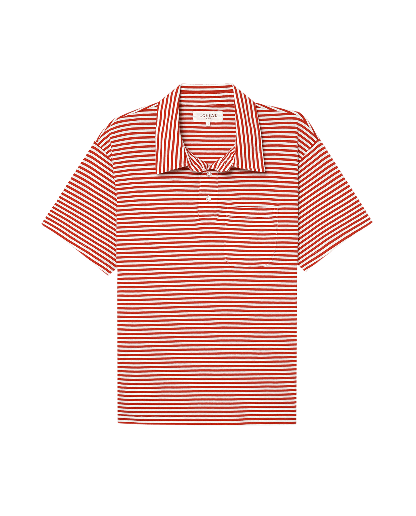 The Men's Lacrosse Polo. -- Sun Cherry Stripe