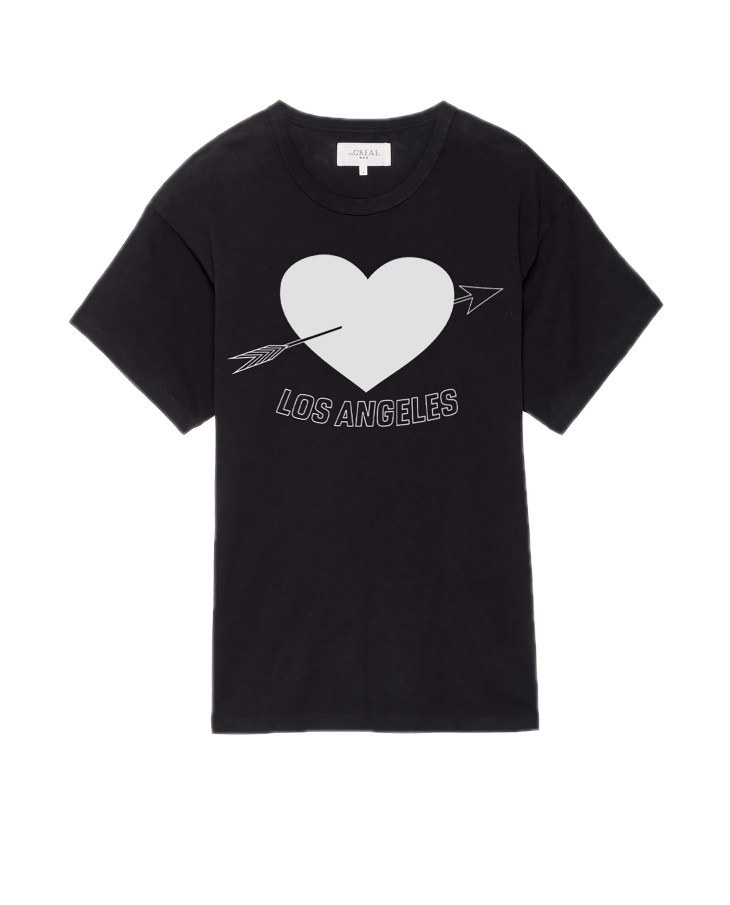 The Men's Boxy Crew. Graphic -- Almost Black with Los Angeles Heart Graphic