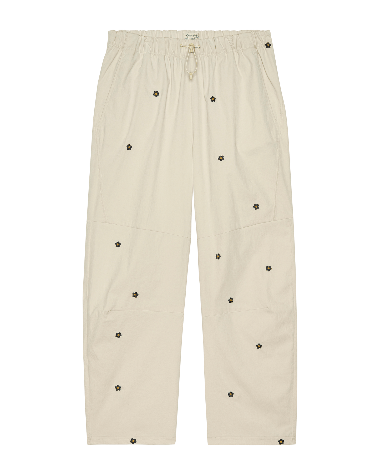 The Embroidered Outpost Pant. -- Cream With Black Daisies